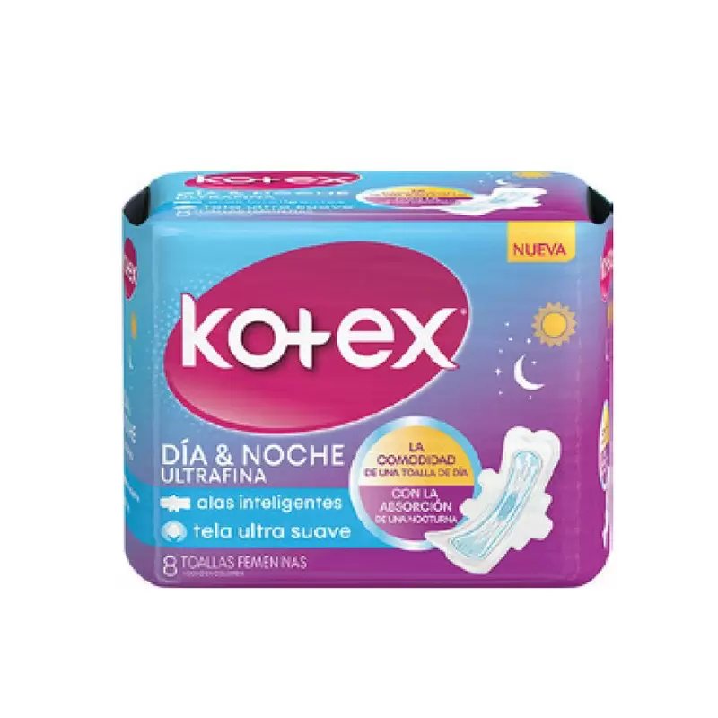  KOTEX TOA FEM NOCT TELA C/A P&N Paq x 8 Unid