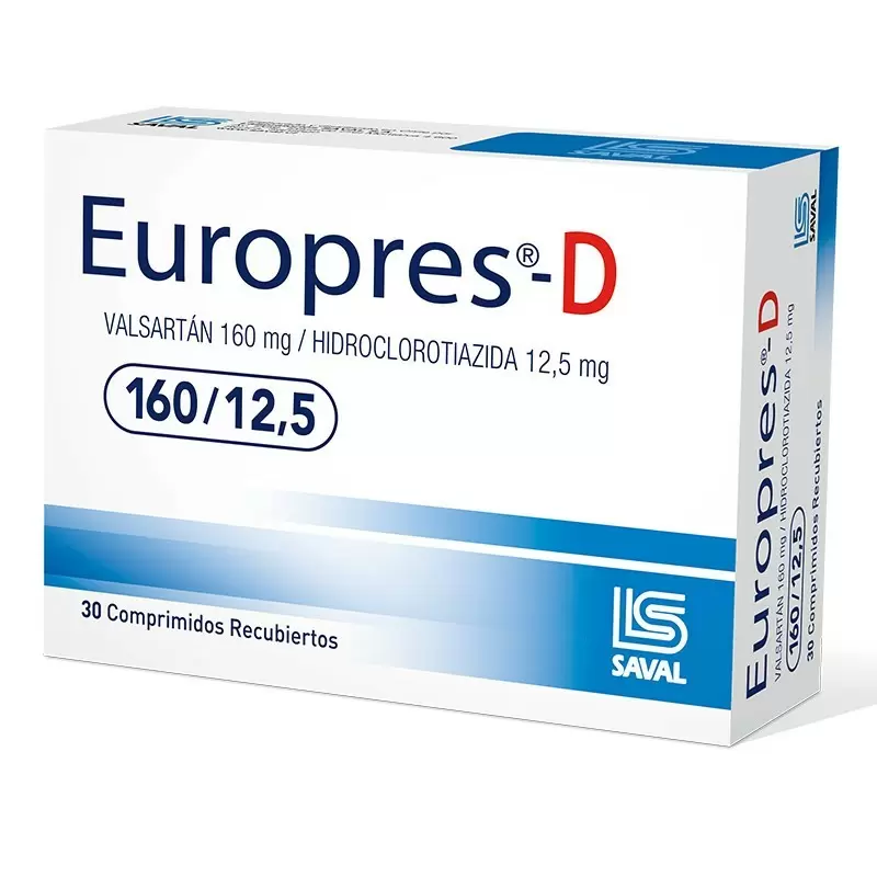 Comprar EUROPRES D 160/12,5 MG CAJA X 30 COMP REC Con Descuento de 20% en Farmacia y Perfumería Catedral