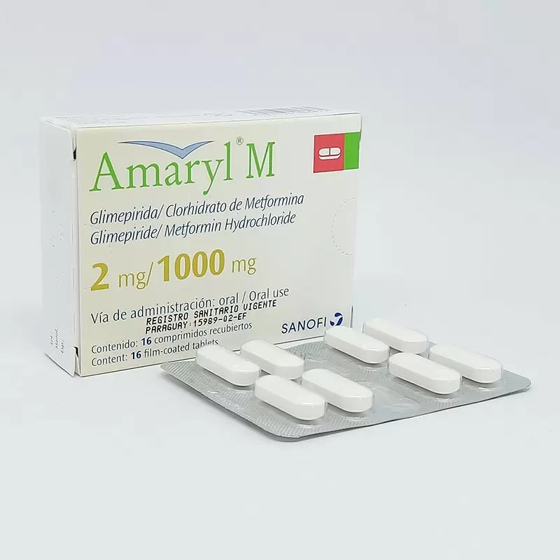 Comprar AMARYL M 2-1000 MG CAJA X 16 COMP Con Descuento de 20% en Farmacia y Perfumería Catedral