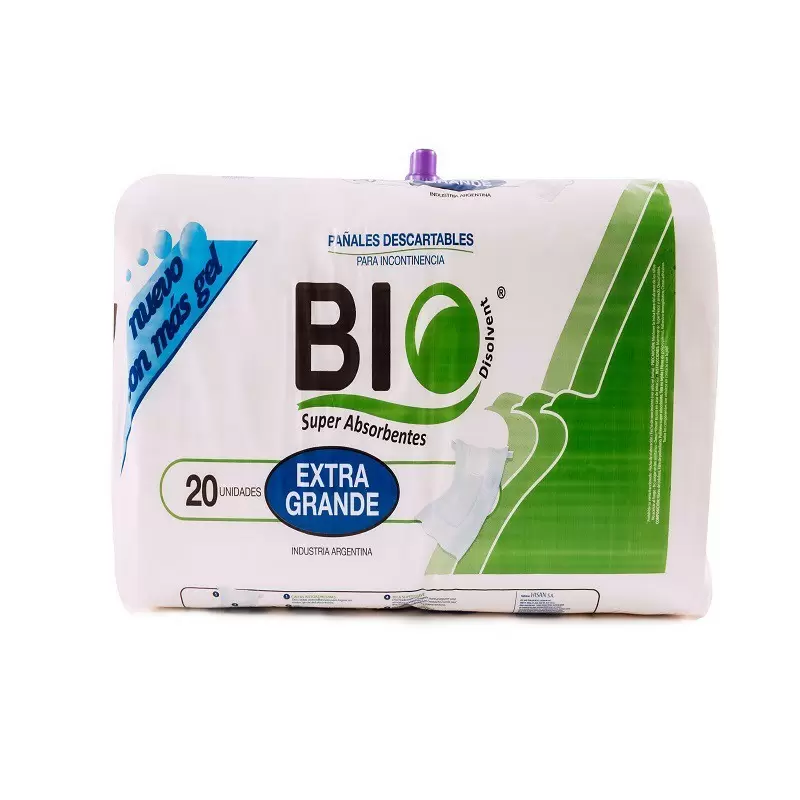 PAÑAL BIO DISOLVENT P/ADULTO EXTRA GD PAQ X 20 UNID