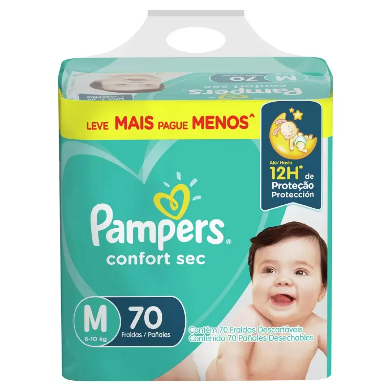 PAMPERS 6665 PAÑAL COMFORT SEC T:MED Paq x 70 Unid