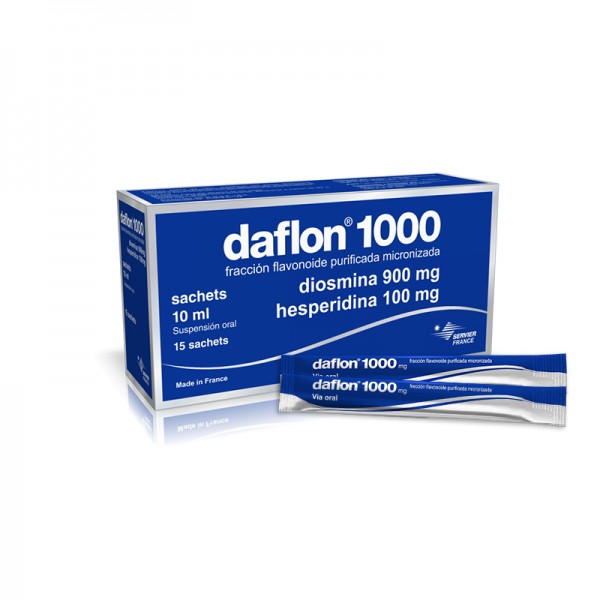 Daflon 1000 Diosmina 900mg Hesperidina 100mg - Caja de 18 sachets