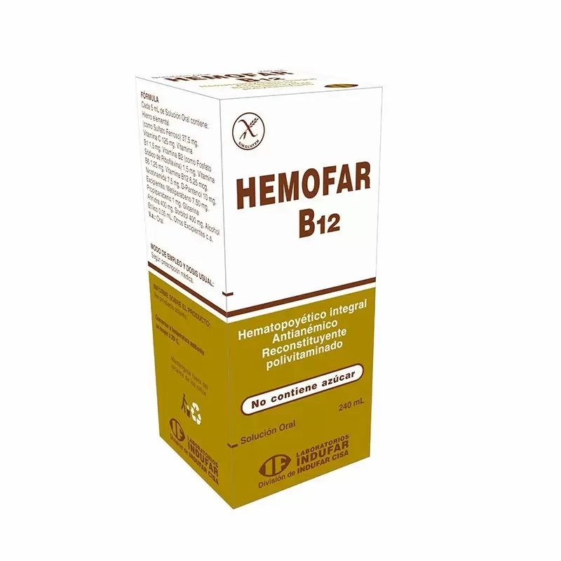 Comprar HEMOFAR B12 JARABE FCO X 240 ML Con Descuento de 20% en Farmacia y Perfumería Catedral