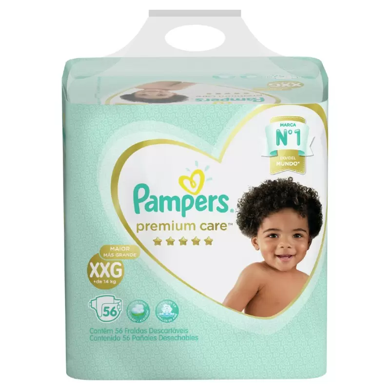 PAÑAL PAMPERS PREMIUN CARE XXG PAQUETE X 56 UNIDADES