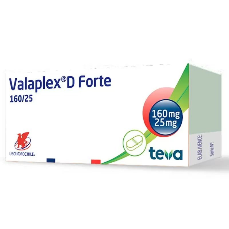 Comprar VALAPLEX D FORTE 160/25 MG CAJA X 30 COMP REC Con Descuento de 20% en Farmacia y Perfumería Catedral