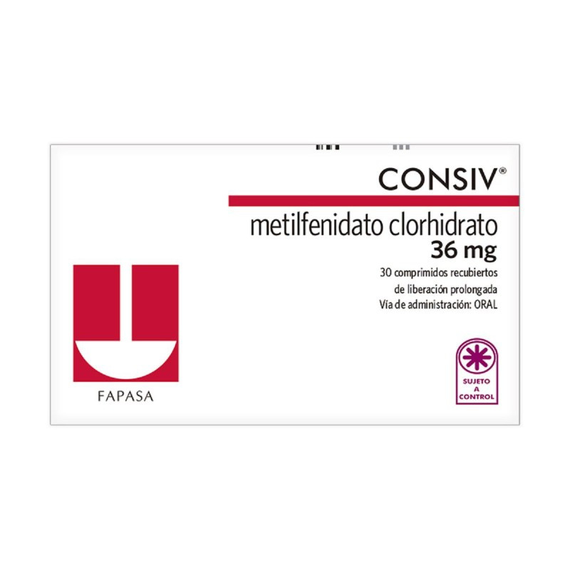  CONSIV 36 MG METILFENIDATO CLORHIDRATO - CAJA DE 30 COMPRIMIDOS RECUBIERTOS