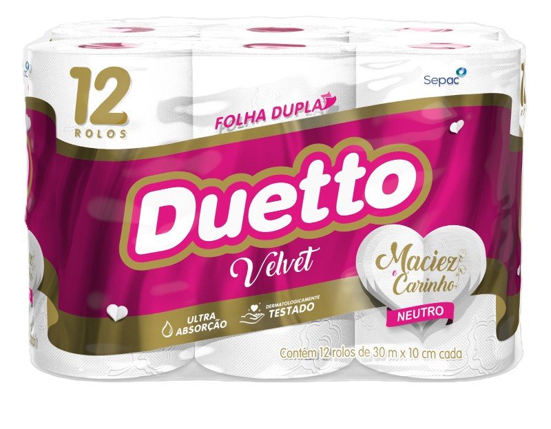 DUETTO PAPEL HIG 0990 VELVET NEUTRO PAQ X 12 UNID