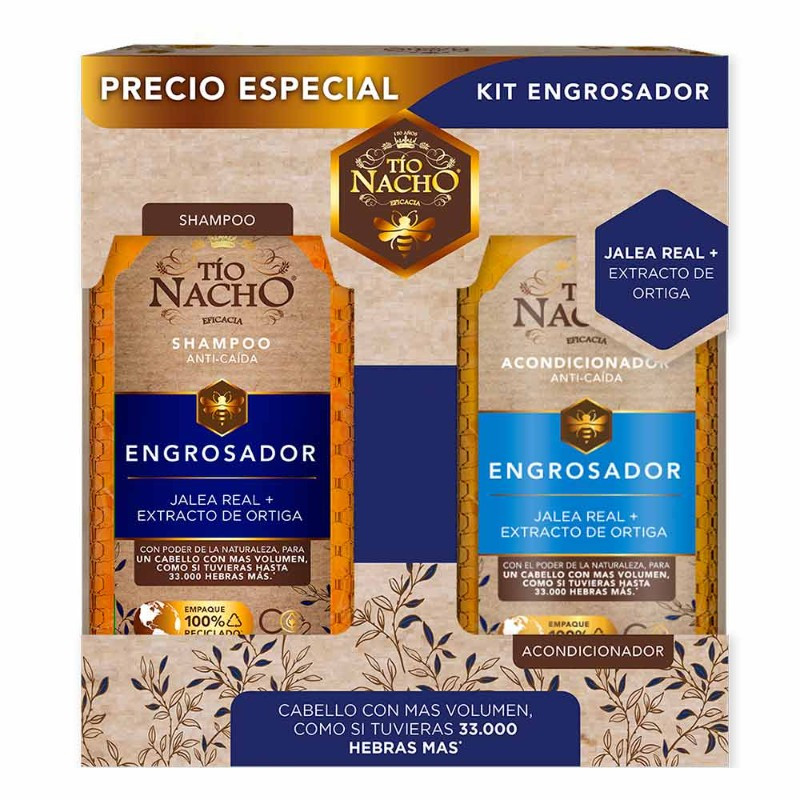 PACK SHAMPOO TIO NACHO ENGROSADOR X 2+NECESER REGALO